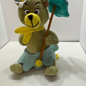 Plush Bear with Umbrella - Green and Yellow